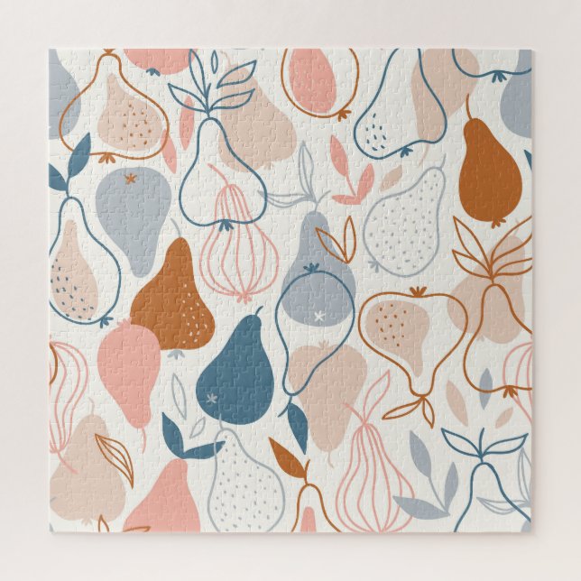 Scandinavian Pear Print: Vintage Fruit Pattern Jigsaw Puzzle (Vertical)