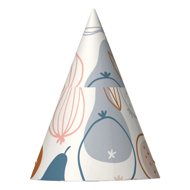 Scandinavian Pear Print: Vintage Fruit Pattern Party Hat (Front)