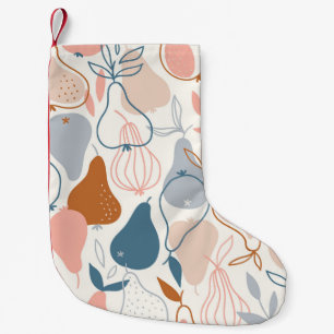 Scandinavian Pear Print: Vintage Fruit Pattern Small Christmas Stocking