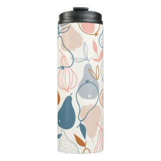 Scandinavian Pear Print: Vintage Fruit Pattern Thermal Tumbler