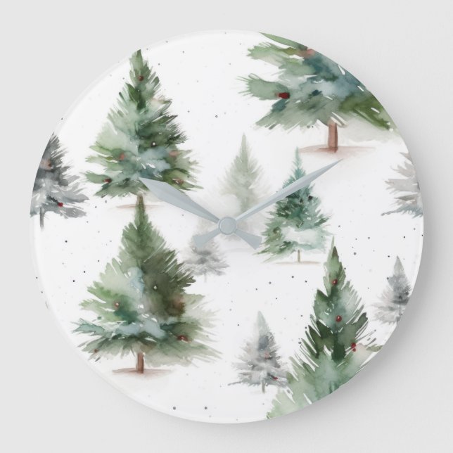 Scandinavian Pine Tree Wall Clock (Front)