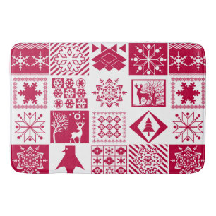 Scandinavian plaid bath mat
