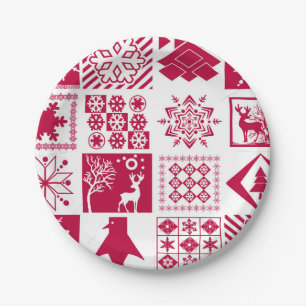 Scandinavian plaid paper plate
