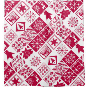 Scandinavian plaid shower curtain