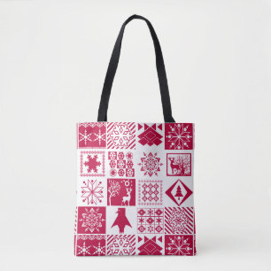 Scandinavian plaid tote bag