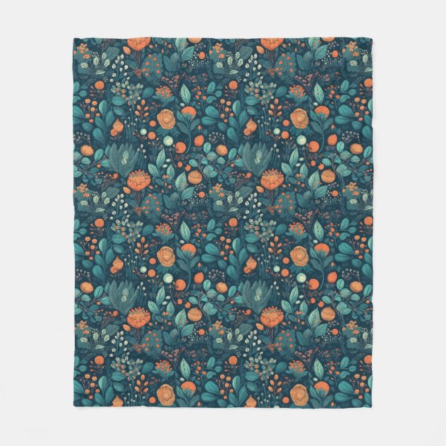 Scandinavian Plants and Flowers Fleece Blanket (Front)