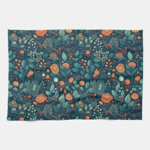 Scandinavian Plants and Flowers Tea Towel