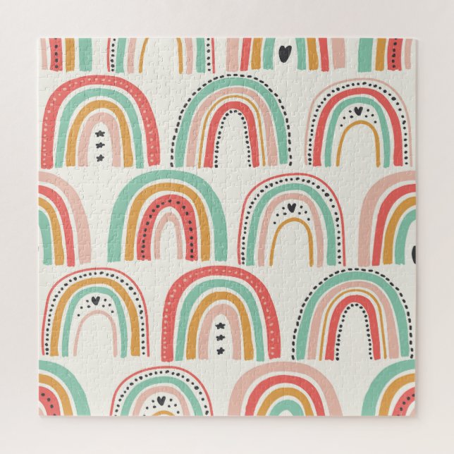 Scandinavian Rainbows: Naive Art Pattern. Jigsaw Puzzle (Vertical)
