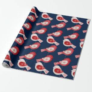 Scandinavian Red Bird  Wrapping Paper