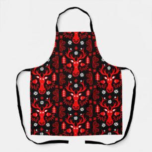 Scandinavian Red Christmas Deer Apron
