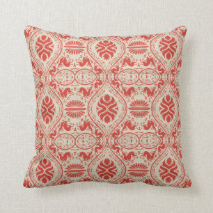 Scandinavian red damask inspired cushion