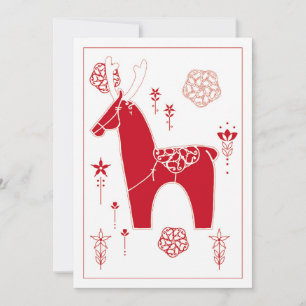 Scandinavian Red Folk Art Business Holiday Cards