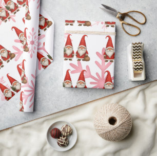 Scandinavian Red Gnome Christmas Wrapping Paper