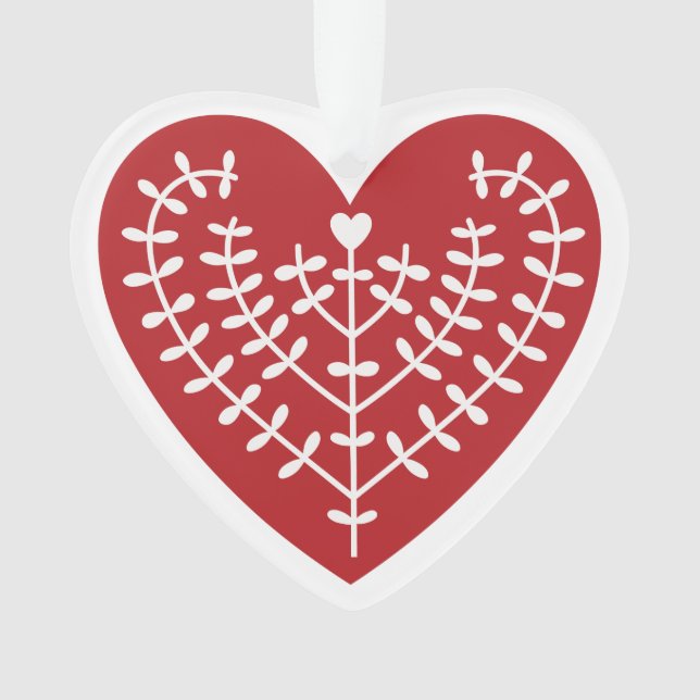 Scandinavian Red Heart Acrylic Ornament (Front)