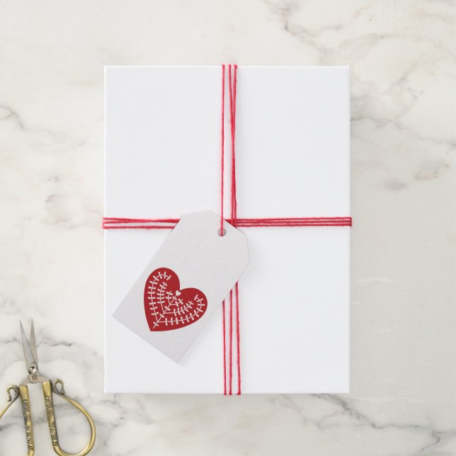 Scandinavian Red Heart Gift Tag (With Twine)