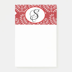 Scandinavian Red Heart Monogram Post it Notes