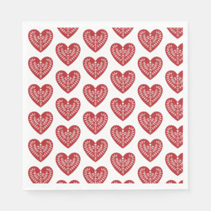 Scandinavian Red Heart Paper Napkins