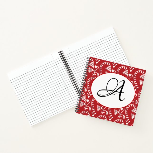 Scandinavian Red Heart Personalised Notebook (Inside)