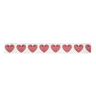 Scandinavian Red Heart Ribbon Satin Ribbon