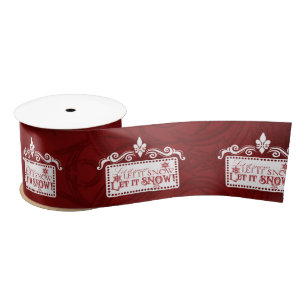 Scandinavian Red n White Christmas Let it Snow Satin Ribbon