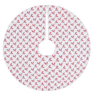 Scandinavian red white Mistletoe pattern Christmas Brushed Polyester Tree Skirt
