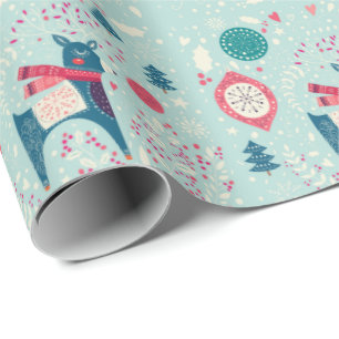 Scandinavian Reindeer and Trees Christmas Pattern Wrapping Paper