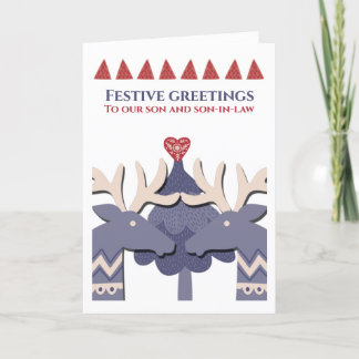 Scandinavian Reindeer Gay Personalised Christmas Holiday Card