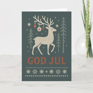 Scandinavian Reindeer “God Jul” Christmas Card