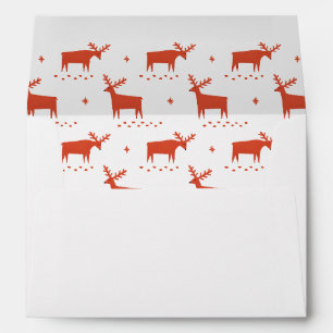 Scandinavian Reindeer Pattern   Red Christmas Envelope