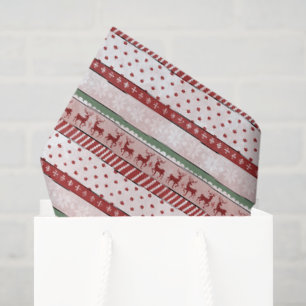 Scandinavian Reindeer Stripe Christmas Holiday Tissue Paper
