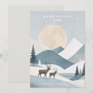 Scandinavian Reindeer Winter Dusty Blue TMF26 Holiday Card