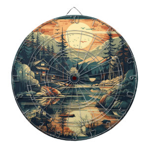 Scandinavian Retro Art mountain home Dartboard