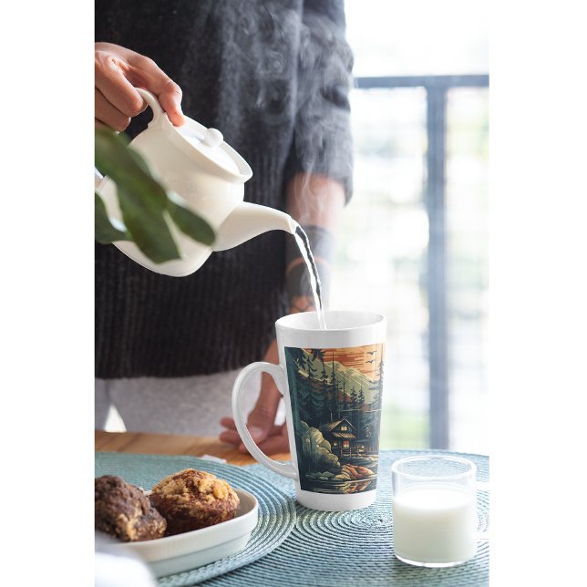Scandinavian Retro Art mountain home Latte Mug (Creator Uploaded)
