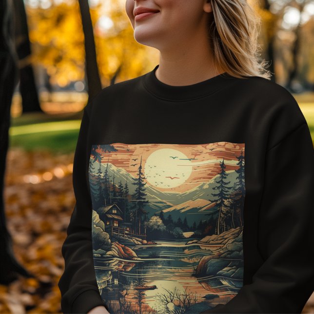 Scandinavian Retro Art mountain home Sweatshirt (Creator Uploaded)