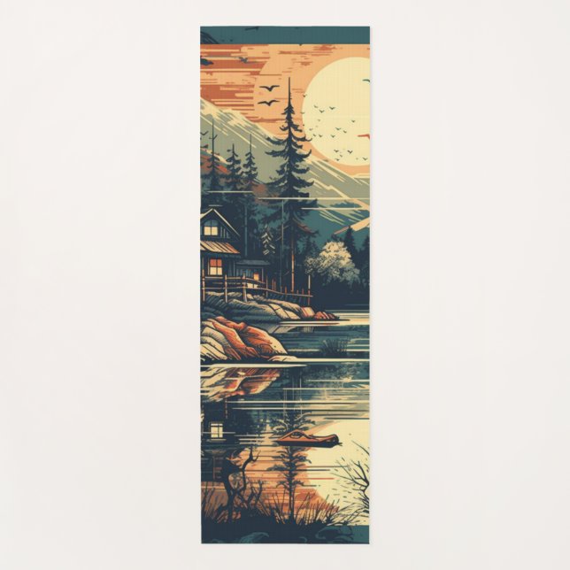 Scandinavian Retro Art mountain home Yoga Mat (Front)