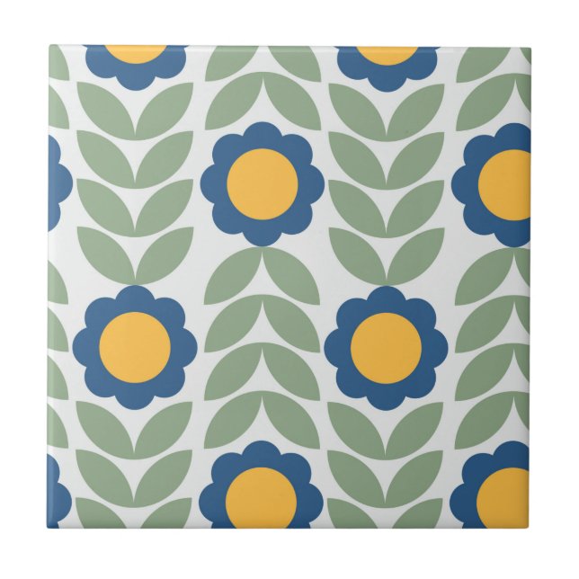 Scandinavian retro floral pattern,retro flower,vin tile (Front)