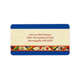 Scandinavian Rosemaling Folk Art Border Label