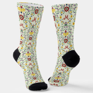 Scandinavian Rosemaling Monogram Pattern Nordic Socks