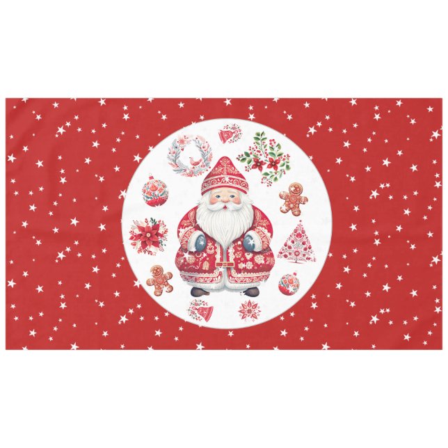 Scandinavian Santa Claus Red Large Tablecloth (Front (Horizontal))