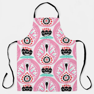 Scandinavian seamless folk art pattern with cute b apron
