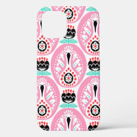 Scandinavian seamless folk art pattern with cute b