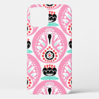 Scandinavian seamless folk art pattern with cute b