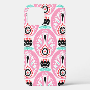 Scandinavian seamless folk art pattern with cute b iPhone 12 case