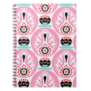 Scandinavian seamless folk art pattern with cute b notebook