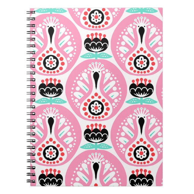 Scandinavian seamless folk art pattern with cute b notebook (Front)