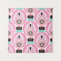 Scandinavian seamless folk art pattern with cute b