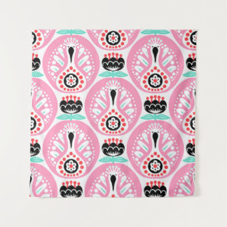 Scandinavian seamless folk art pattern with cute b tapestry