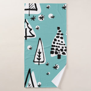 Scandinavian seamless pattern of Christmas tree ha Bath Towel