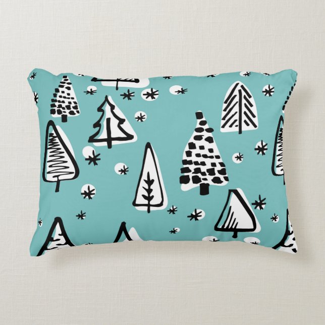 Scandinavian seamless pattern of Christmas tree ha Decorative Cushion (Front)