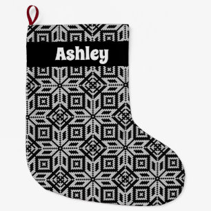 Scandinavian Selburose Christmas Pattern Large Christmas Stocking